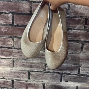 SmartFit Girls Ballet Flats Size 3.5 Gold Y2K Sparkle Metallic